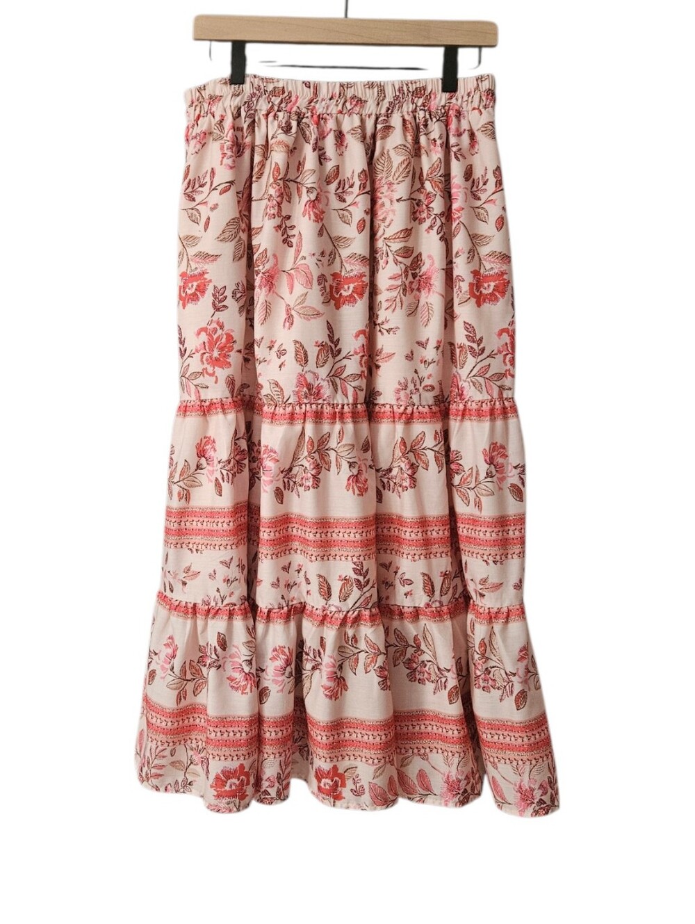 Baltic Born Meg Tiered Midi Skirt Blush Multi Women's Large Floral